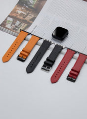 Safiano Genuine Leather Unisex Apple Watch Strap - Red - VAGAVE